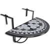 vidaXL Garden Table | Black and White | Iron frame, Ceramic tile top | Compact