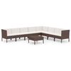 vidaXL 9 Piece Garden Lounge Set with Cushions Poly Rattan Brown