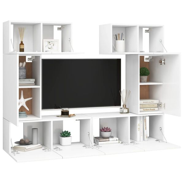 vidaXL 6 Piece TV Cabinet Set White Engineered Wood