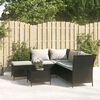 vidaXL 4 Piece Garden Lounge Set with Cushions Black Poly Rattan