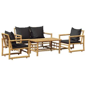 vidaXL 4 Piece Garden Lounge Set with Cushions Bamboo