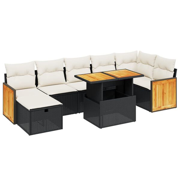 vidaXL 8 Piece Garden Sofa Set with Cushions Black Poly Rattan