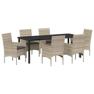 vidaXL Garden Dining Set 7 pcs Light Grey Poly Rattan