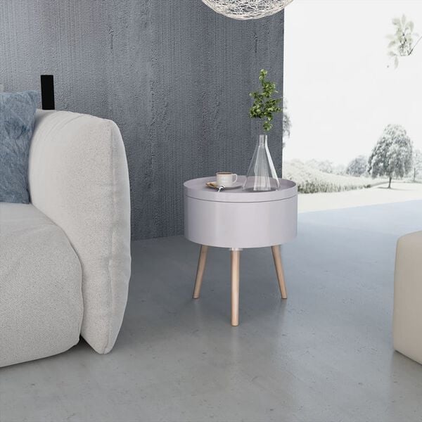 vidaXL Side Table with Serving Tray Round 39.5x44.5 cm Grey