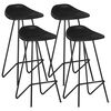vidaXL Bar Stools 4 pcs Black Real Leather