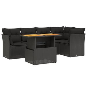 vidaXL 5 Piece Garden Sofa Set with Cushions Black Poly Rattan