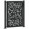 vidaXL Garden Gate Black 100x125 cm Steel Flame Design