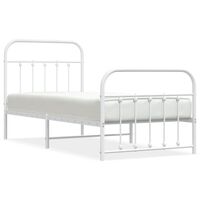 vidaXL Metal Bed Frame with Headboard and Footboard White 90x190 cm Single