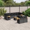 vidaXL 10 Piece Garden Sofa Set with Cushions Black Poly Rattan