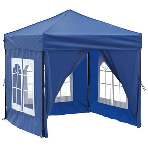 vidaXL Folding Party Tent with Sidewalls Blue 2x2 m