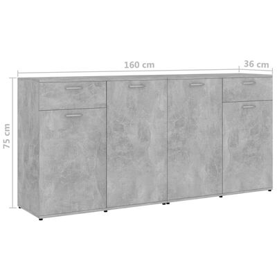 vidaXL Sideboard Concerte Grey 160x36x75 cm Engineered Wood