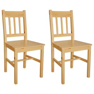 vidaXL Dining Chair | Set of 2 | Natural | Pine wood | Standard | Ergonomic
