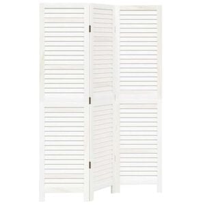 vidaXL Room Divider&nbsp;3 Panels White Solid Wood Paulownia