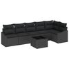 vidaXL Sofa Set 7 pcs Black [Synthetic]: Poly Rattan