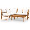 vidaXL 4 Piece Garden Lounge Set with Cushion Cream Solid Acacia Wood
