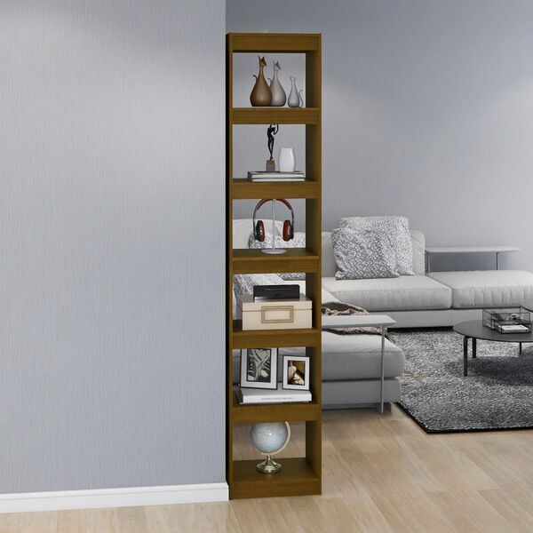 vidaXL Book Cabinet/Room Divider Honey Brown Solid Pinewood