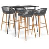 vidaXL 5 Piece Bar Set Black and Grey
