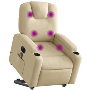 vidaXL Electric Stand up Massage Recliner Chair Cream Fabric