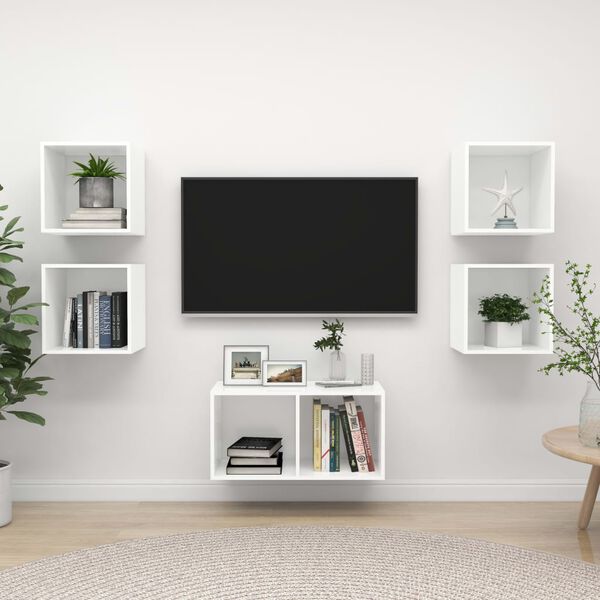 vidaXL 5 Piece TV Cabinet Set White Engineered Wood