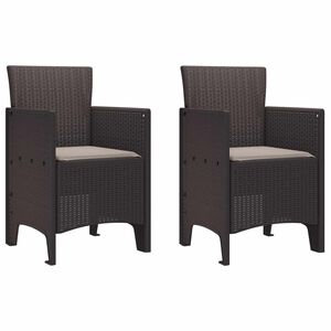 vidaXL Garden Chair 2 pcs Brown 53 x 49 x 85 cm PP