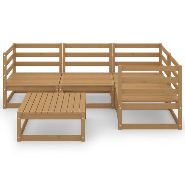 vidaXL 5 Piece Garden Lounge Set Honey Brown Solid Wood Pine