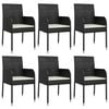 vidaXL 7 Piece Garden Dining Set with Cushions Black Poly Rattan