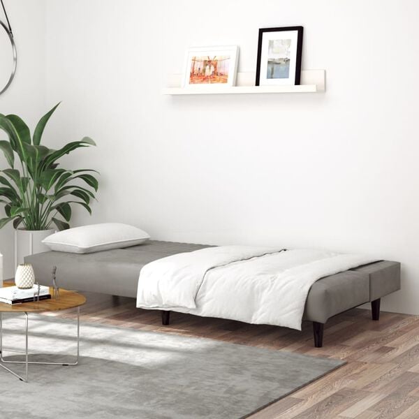 vidaXL 2-Seater Sofa Bed Light Grey Velvet
