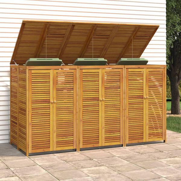 vidaXL Triple Garbage Bin Shed 210x89x117 cm Solid Wood Acacia