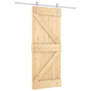 vidaXL Sliding Door Natural and White 80 x 210 cm Solid Pine Wood