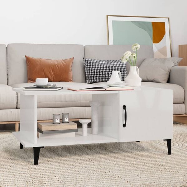 vidaXL Coffee Table High Gloss White 90x50x40 cm Engineered Wood