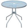 vidaXL Outdoor Table | Grey | Powder-coated steel, tempered glass | Medium