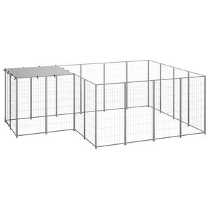 vidaXL Dog Kennel | Silver | Steel | Large | UV-resistant materials | Dog Kennel
