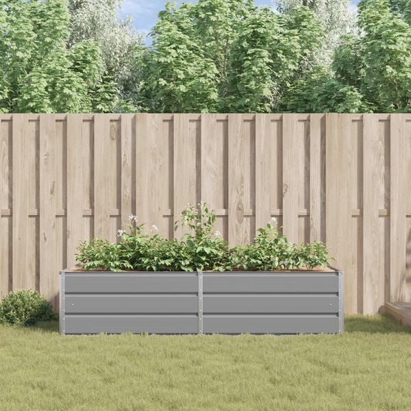 vidaXL Planter Light Grey 195 x 100 x 45 cm Galvanised Steel