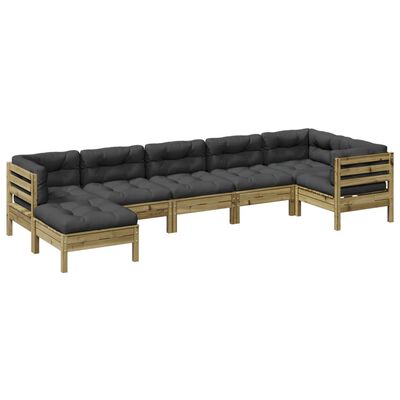 vidaXL 7 Piece Garden Sofa Set with Cushions Impregnated Wood Pine