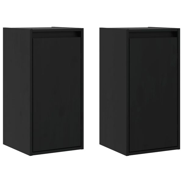 vidaXL Wall Cabinets 2 pcs Black 30x30x60 cm Solid Wood Pine