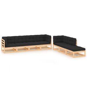 vidaXL 7 Piece Garden Lounge Set with Cushions Solid Wood Pine