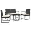vidaXL 5 piece Garden Dining Set with Cushions Black PP Rattan