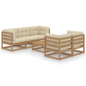vidaXL 6 Piece Garden Lounge Set with Cushions Solid Pinewood