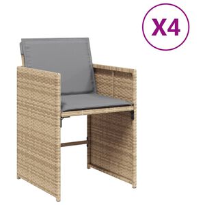 vidaXL Garden Chairs with Cushions 4 pcs Mix Beige Poly Rattan