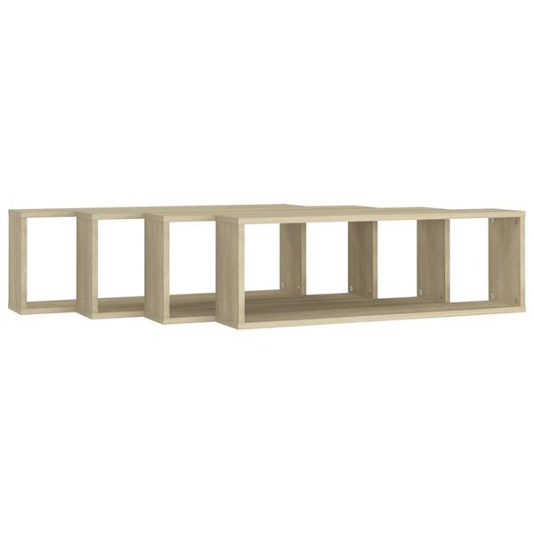 vidaXL Wall Cube Shelf 4 pcs Sonoma Oak 80x15x26.5 cm Engineered Wood