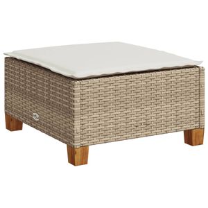 vidaXL Garden Stool with Cushion Beige 63.5x56x32 cm Poly Rattan