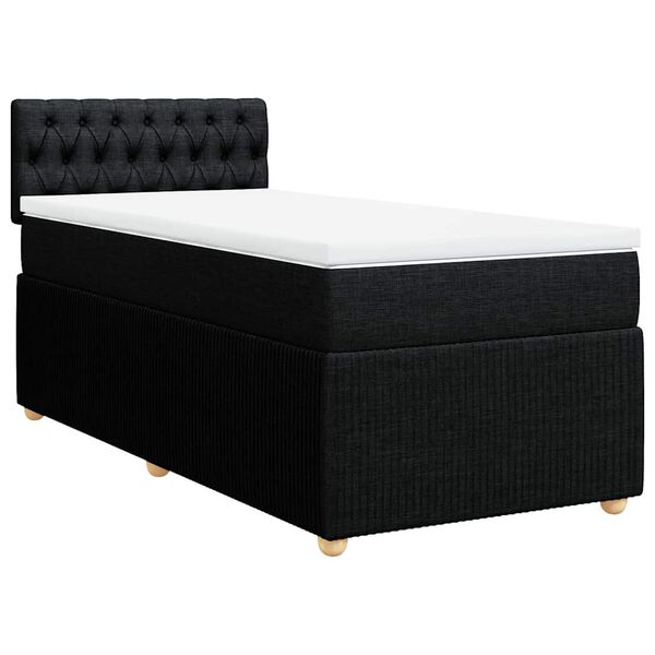 vidaXL Box Spring Bed with Mattress Black King Single Fabric