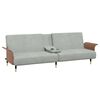 vidaXL Sofa Bed with Cup Holders Light Grey Velvet