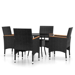 vidaXL Garden Dining Set | Black | Poly Rattan | Medium | Durable