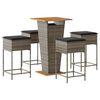 vidaXL 5 Piece Garden Bar Set with Cushions Grey Poly Rattan
