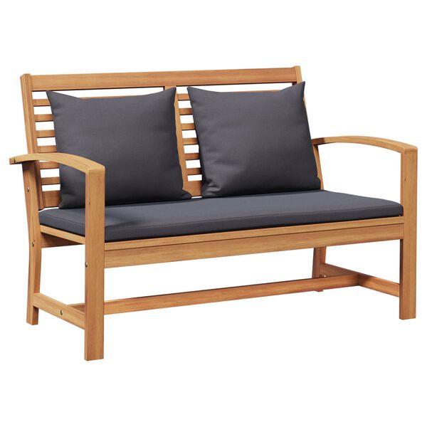 vidaXL Bench with Cushion 2 pcs Brown and Dark Grey Solid Teak Wood