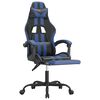 vidaXL Gaming Chair with Footrest Black and Blue Faux Leather
