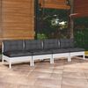 vidaXL 4-Seater Garden Sofa with Anthracite Cushions Solid Pinewood