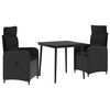vidaXL Sofa Table Set 3 pcs Black PE Rattan and Powder-Coated Steel