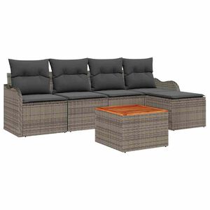 vidaXL Garden Sofa Set with Cushion 6 pcs Grey Poly Rattan